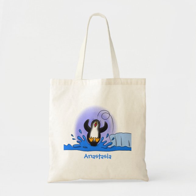 Niedliche Pinguin-Cartoon-Illustration Tragetasche (Vorne)