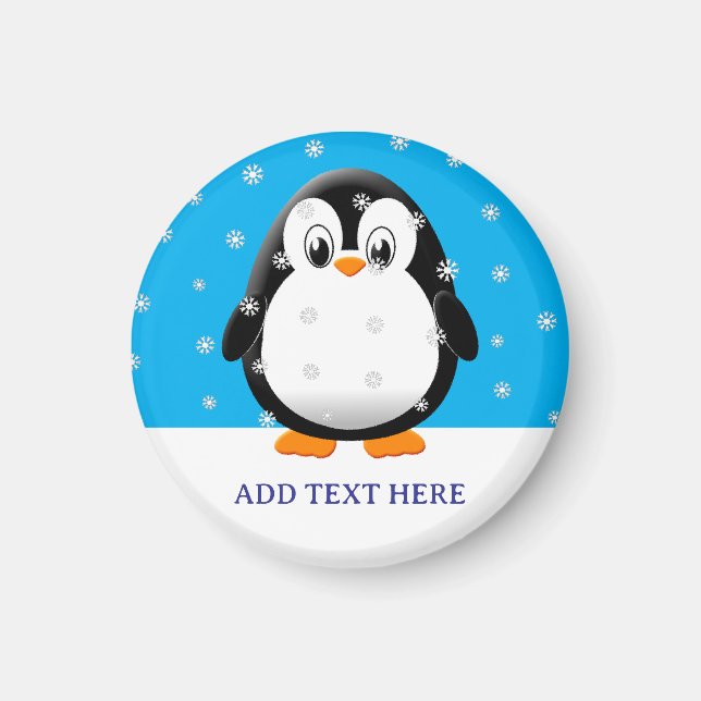 Niedliche Pinguin-Cartoon-Schneeflocken Magnet (Vorne)