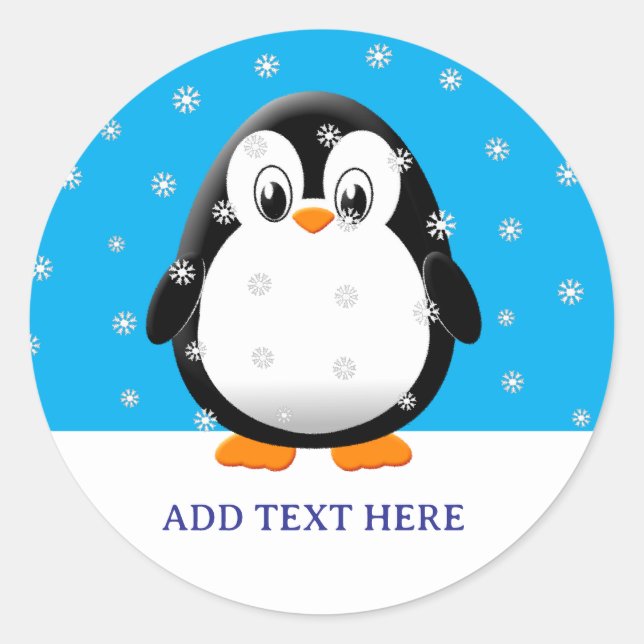 Niedliche Pinguin-Cartoon-Schneeflocken Runder Aufkleber (Vorderseite)