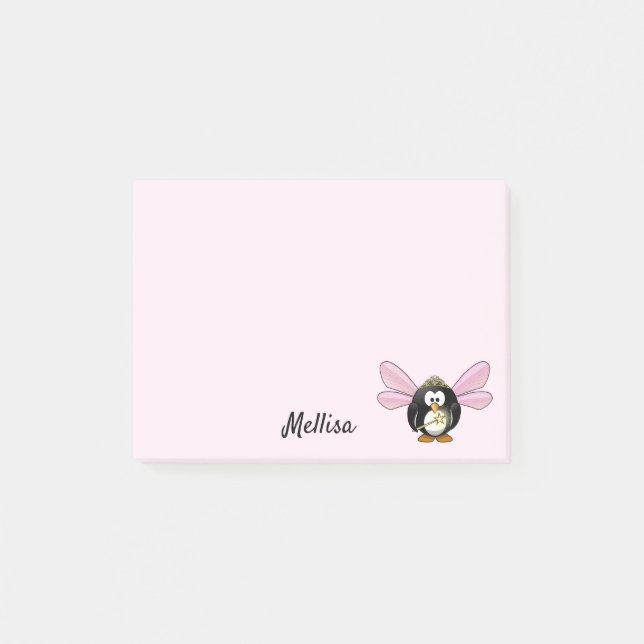 Niedliche Pinguin Fairy Princess vererben Ihren Na Post-it Klebezettel (Vorderseite)