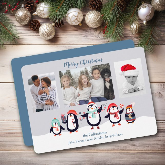 Niedliche Pinguin-Familie Fotovorlage Weihnachten (Von Creator hochgeladen)