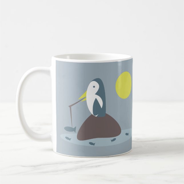 Niedliche Pinguin-Fischerei-Illustration Kaffeetasse (Links)