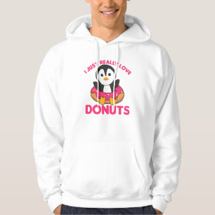 Niedliche Pinguin Funny Animes in Donut Pink Hoodie