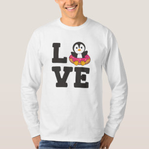 Niedliche Pinguin Funny Animes in Donut Pink T-Shirt