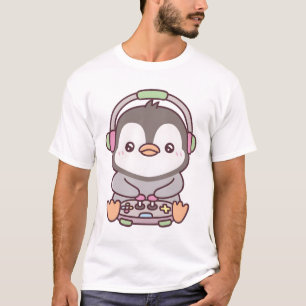 Niedliche Pinguin-Gamer-Videospiele T-Shirt