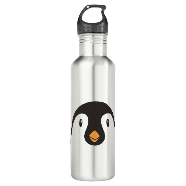 Niedliche Pinguin-Gesichter Edelstahlflasche (Vorderseite)