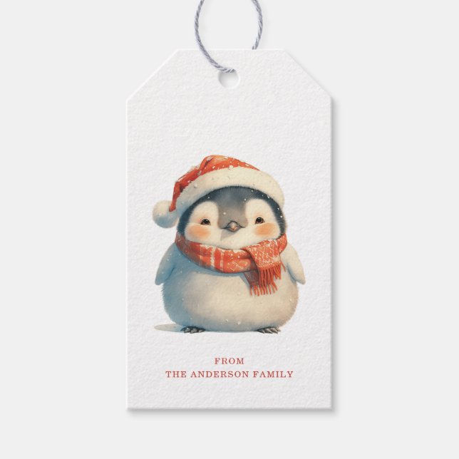 Niedliche Pinguin-Gift-Tags Geschenkanhänger (Vorderseite)