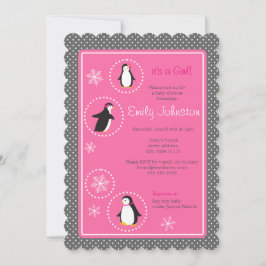 niedliche Pinguin-Girl-Dusche 5 x 7 Einladung