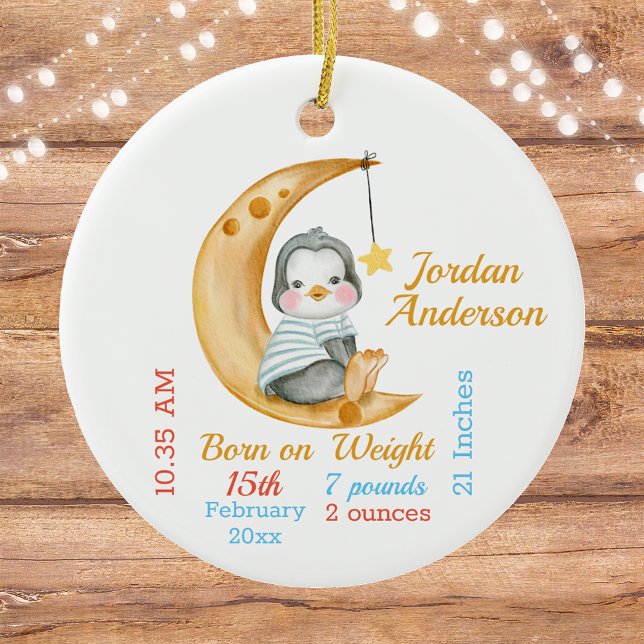 Niedliche Pinguin Half Moon Babys Keramik Ornament (Von Creator hochgeladen)