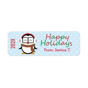 Niedliche Pinguin Holiday Stickers 0,75" x 2,25"