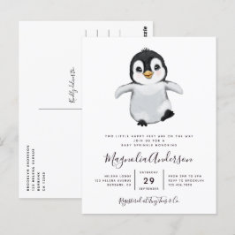 Niedliche Pinguin-Kinderdusche Einladung Postkarte