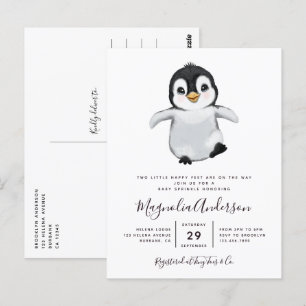 Niedliche Pinguin-Kinderdusche Einladung Postkarte
