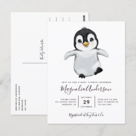 Niedliche Pinguin-Kinderdusche Einladung Postkarte