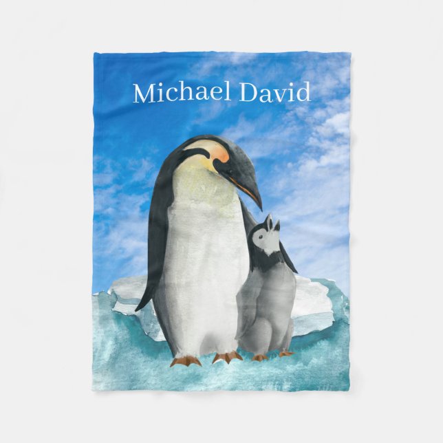 niedliche Pinguin-Liebhaber fügen Text unisex Baby Fleecedecke (Vorderseite)