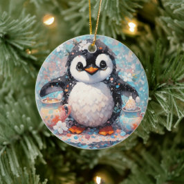 Niedliche Pinguin-Ornament Keramik Ornament