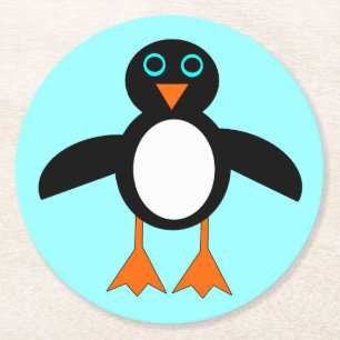 Niedliche Pinguin Paper-Untersetzer Runder Pappuntersetzer