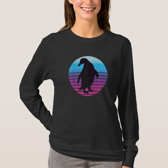 Niedliche Pinguin Retro T-Shirt (Vorderseite)