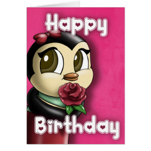 Niedliche Pinguin-Rose Geburtstag