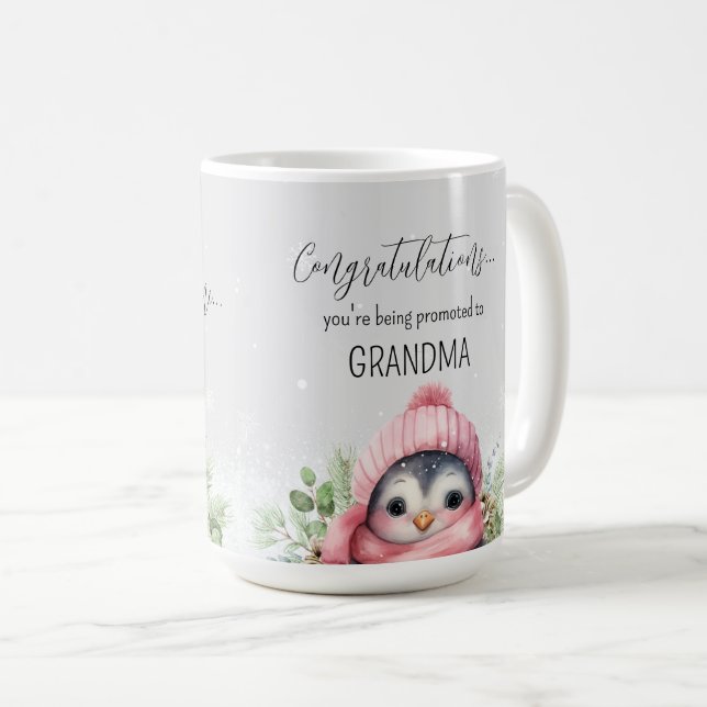 Niedliche Pinguin-Schwangerschaftsoffenbarung für  Kaffeetasse (VorderseiteRechts)