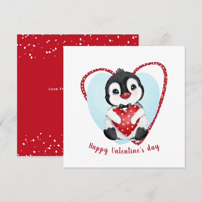 Niedliche Pinguin Valentine Tageskarte Karte (Vorne/Hinten)