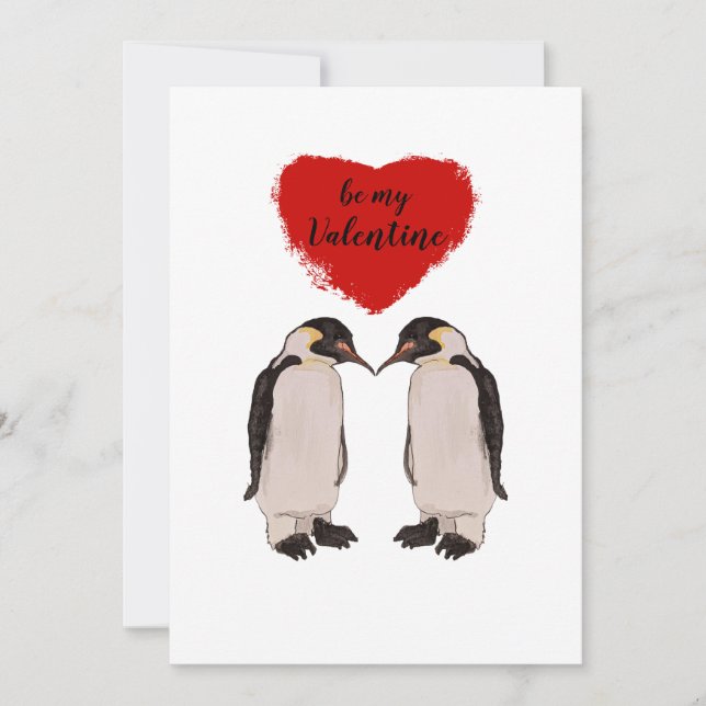 Niedliche Pinguin Valentines Feiertagskarte (Vorderseite)