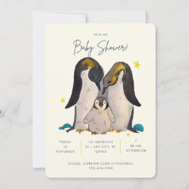 Niedliche Pinguin Watercolor Kinderdusche Einladun Einladung