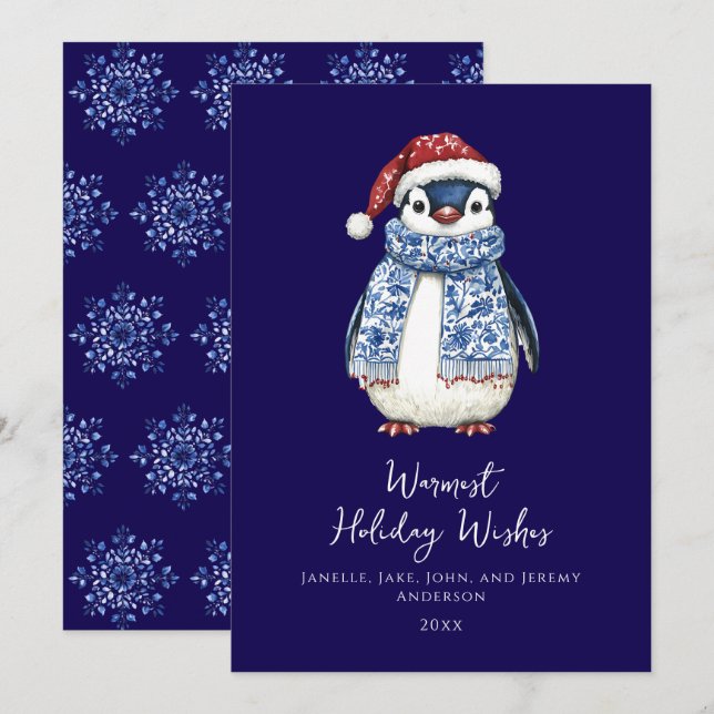 Niedliche Pinguin-Weihnachtskarte Feiertagskarte (Vorne/Hinten)