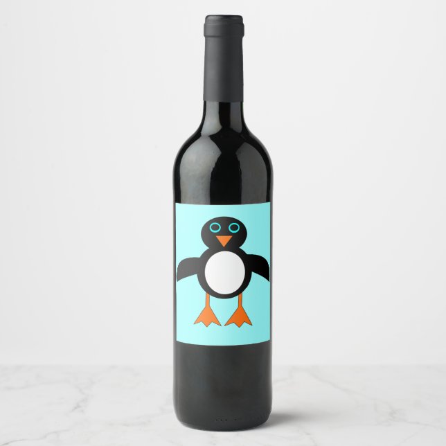 Niedliche Pinguin Weinflaschen Weinetikett (Vorderseite)