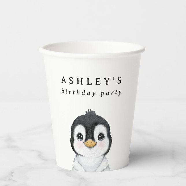 Niedliche Pinguin Winter Babydusche Pappbecher (Vorderseite)