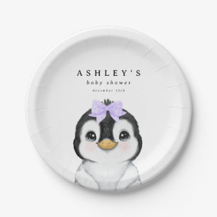 Niedliche Pinguin Winter Babydusche Pappteller