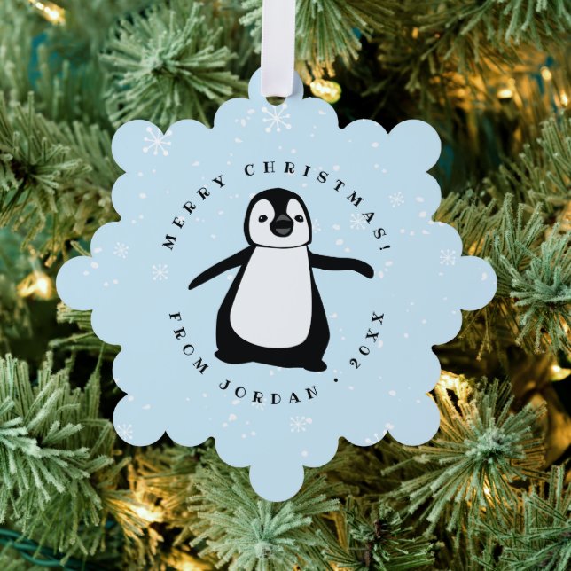 Niedliche Pinguin Winter Snow Class Ornament Karte (Insitu (Baum))