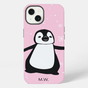 Niedliche Pinguin Winterschneeillustrierung Rosa iPhone Hülle