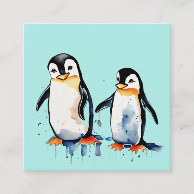 Niedliche Pinguine Begleitkarte (Vorderseite)