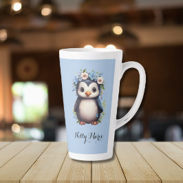 Niedliche Pinguine Blue Individuelle Name & Initia Milchtasse