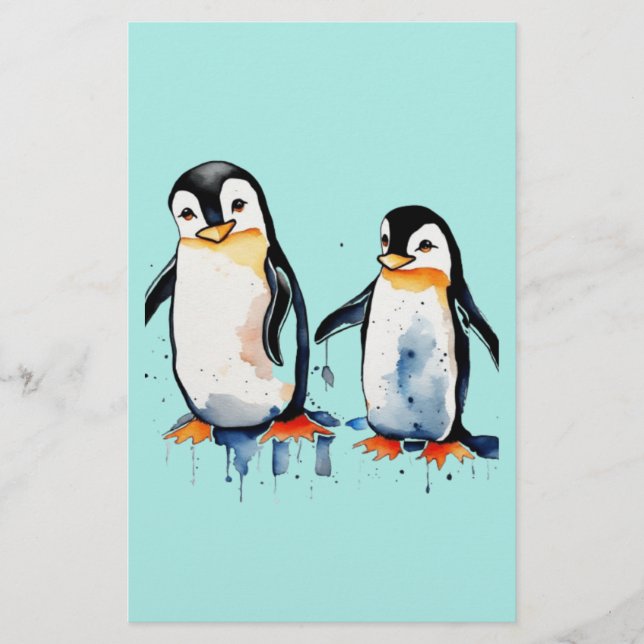 Niedliche Pinguine Briefpapier (Vorderseite)