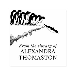 Niedliche Pinguine Cliff Diving Library Name Permastempel