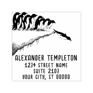Niedliche Pinguine Cliff Diving Name Rücksendeadre Permastempel