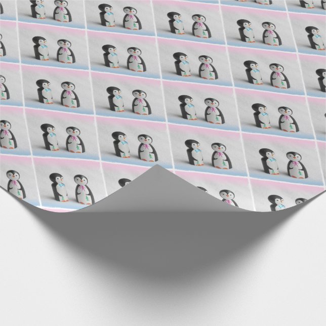 Niedliche Pinguine Geschenkpapier (Ecke)
