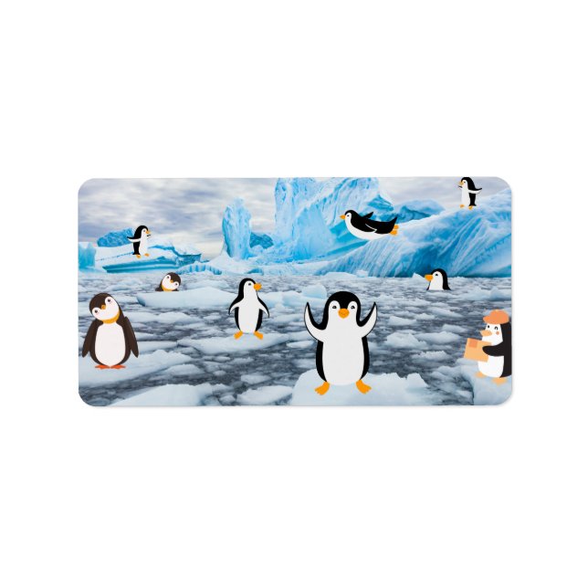 niedliche Pinguine im Antarktis Adressaufkleber (Vorne)