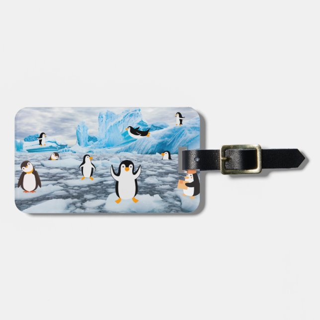 niedliche Pinguine im Antarktis Gepäckanhänger (Vorderseite horizontal)