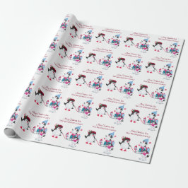 Niedliche Pinguine im Schnee Frohe Weihnachten Geschenkpapier