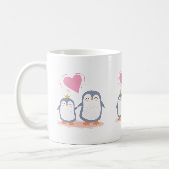 niedliche Pinguine in der Liebe Kaffeetasse (Links)