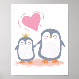 niedliche Pinguine in der Liebe Poster