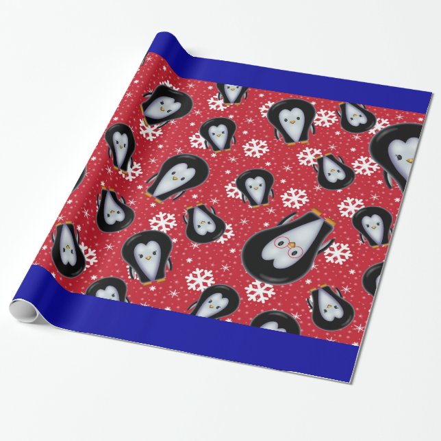 Niedliche Pinguine in der Schneegenehmigung Geschenkpapier (Ungerollt)