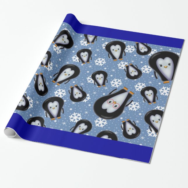 Niedliche Pinguine in der Schneegenehmigung Geschenkpapier (Ungerollt)