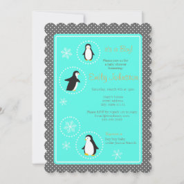 niedliche Pinguine Kinderdusche Einladung