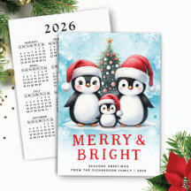 Niedliche Pinguine Merry and Bright Blue Red Chris