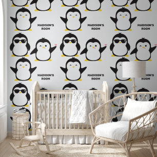 Niedliche Pinguine mit benutzerdefiniertem Text Tapete