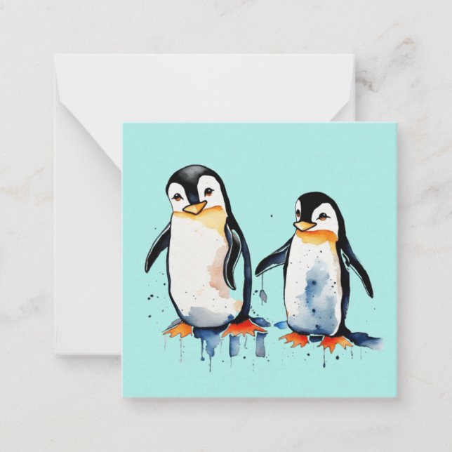 Niedliche Pinguine Mitteilungskarte (Vorderseite)