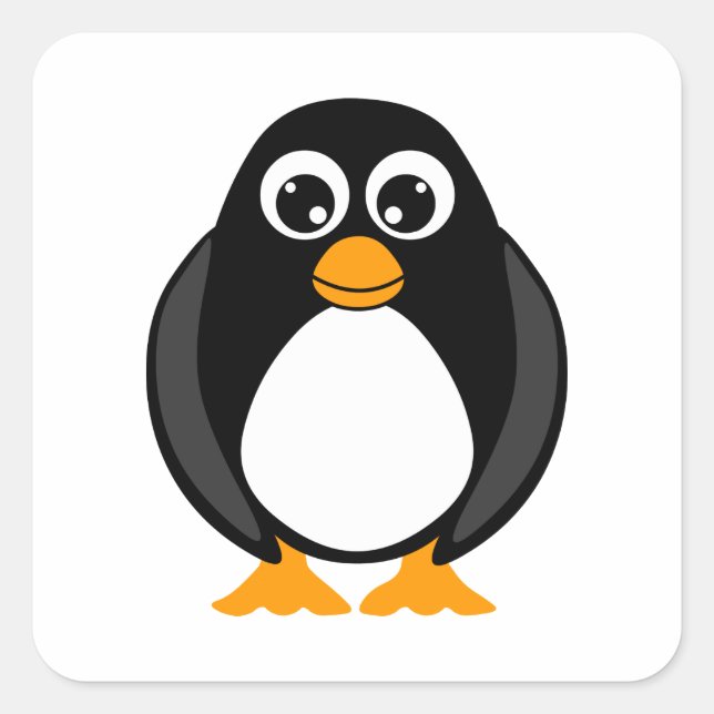 Niedliche Pinguine Schwarz/Weiß Quadratischer Aufkleber (Vorderseite)